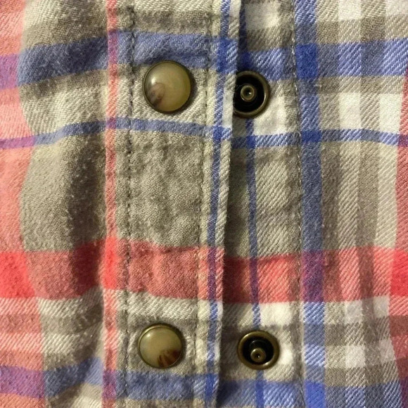 Jachs Girlfriend Bea Plaid Flannel Snap Button Down Shirt Size S - Picture 4 of 10